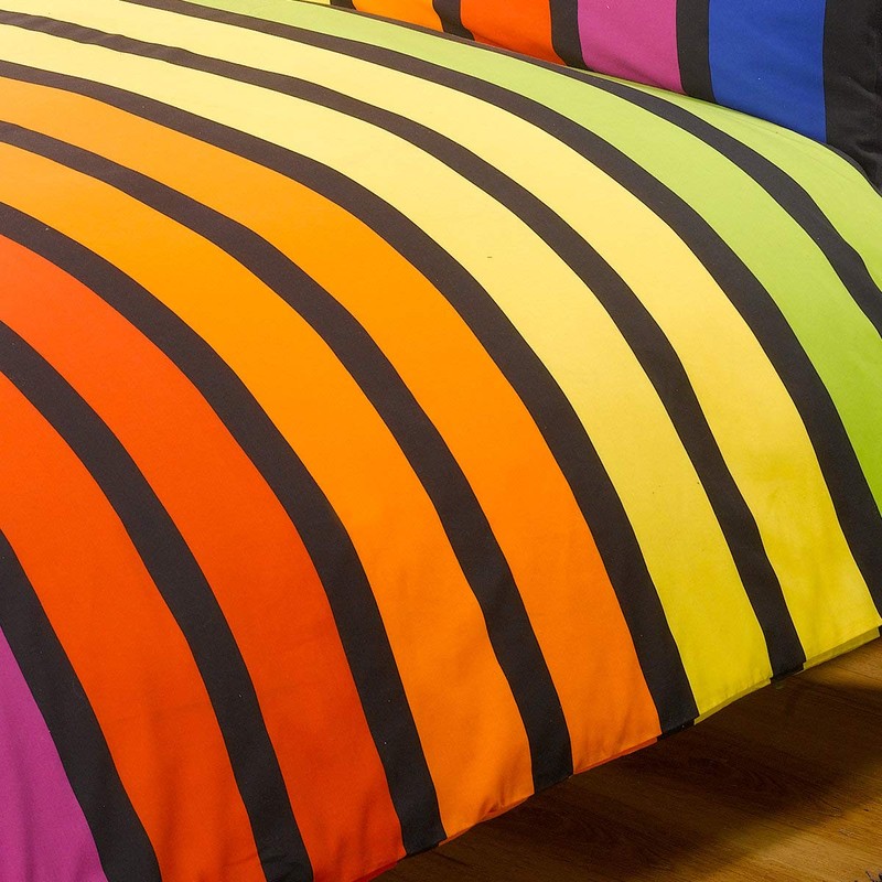 Soho Multi Stripe Duvet Cover Quilt Bedding Set, Blue Purple