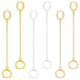 OLYCRAFT 3 Pairs Earplugs Earrings Holder 7.3~7.8cm Anti Lost Ear Clips Pendant Brass Earring Hanging Chain for Earplugs Accessible Tylishly Organized - Gold & Silver & Rose Gold