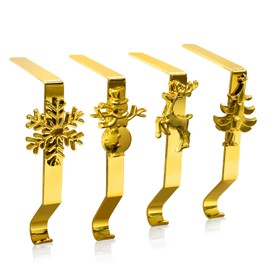 Miracleart Christmas Stocking Holders for Mantle,Stocking Holder,Stocking Holders,Christmas Stocking Holder,Stocking Hangers for Mantel,Stocking Hangers-4 Pcs(Gold)