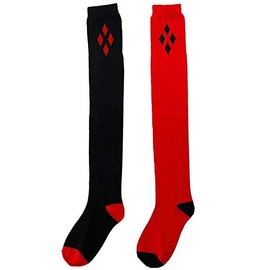 Monique Women Extra Long Over the Knee Cotton Spring Fall Winter Soft Warm High Boot Stockings, 1 Pair Black + Red, One Size