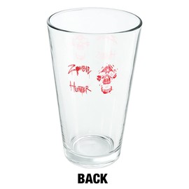 LOGOVISION Zombie Hunter Red Skull 16 oz Pint Glass, Tempered Glass, Printed Design & A Perfect Fan Gift | Great for Cold Beverages, Soda, Water