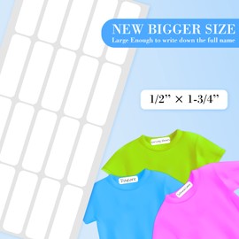 Leitee 80 Pcs No Iron Labels, Writable No Iron Fabric Labels, No Iron Clothing Name Labels Stick Washable Labels for Adults, Camp, Home, Daycare and Nursing Home 1/2 x 1-3/4 Inch