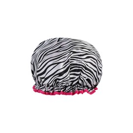 Tabanzhe Double Layer Shower Cap-Waterproof Reusable Thickened Bath Shower Cap Zebra Design Bathing Shower Hat Hair Protector for Women Men Showering