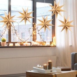 EASY JOY Paper Stars Christmas Star Pack of 5 29 cm Party Decoration 3D Wooden Star Christmas Decoration Window Decoration Folding Stars for Hanging