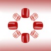 Valentines Press on Nails Short Square Red Fake Nails Nude