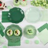 NatNarr Sage Green Plates and Napkins Set, Gradient Green Party