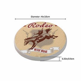 Wild West Rodeo Coasters Absorbent Drink Coaster Set of 2 Unique Beer Beverage Coasters for Coffee Table Cup Bar Coasters Cute Cork Ceramic Coasters