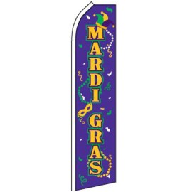 Mardi Gras Flag Flutter Feather Banner Swooper Masks Beads Bundle Kit