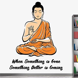 WALLSTICKS ' Lord Buddha - Yoga - Zen - Peace - Inspirational - Motivational - Quote - Wall Sticker ' - WS125 (PVC Vinyl - 100 cm X 100 cm)