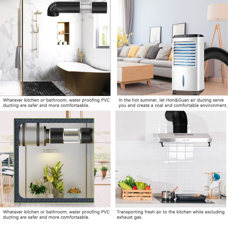 Hon&Guan Aluminium PVC Ventilation Air Ducting 5inch Flexible Vent Hose