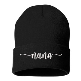 DSY Lifestyle Nana Beanie Hat - Nana Grandma Beanie (Black)