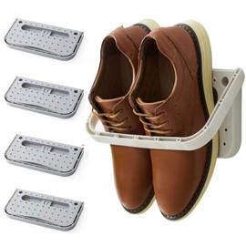 Laugh Cat 4 Pack Hanging Plastic Shoe Rack Wall Mount Creative Folding Organizer Camper Shoes Storage Shelf Adhesive Shoe Holder For Door