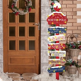 Cinnvoice 8 Pcs Christmas North Pole Yard Signs Christmas Lawn Outdoor Decoration North Pole Directional Sign Santa Claus Workshop Stand up Decorations for Christmas Party Winter Garden Holiday
