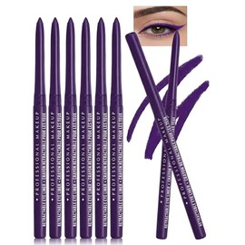 Erinde 6PCS Delineador De Ojos En Gel Morado, Delineador Gel de Ojos de Larga Duración, Resistente Al Agua, Textura Cremosa Matte, Altamente Pigmentado, A Prueba De Manchas,#Z08 Violeta negra