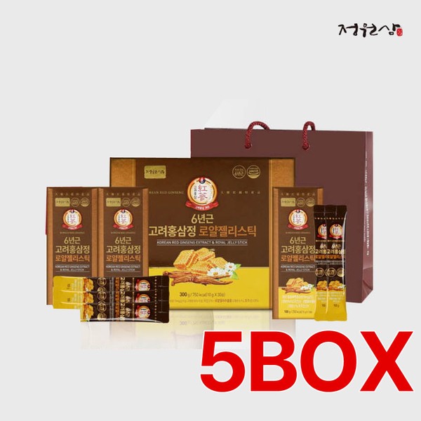 Garden Ginseng, 6-year-old Korean Red Ginseng Extract, Royal Jelly Stick, 5 Sets / 정원삼 6년근 고려홍삼정 로얄젤리스틱 5세트