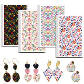OLYCRAFT Mexican Taditional Pattern Clay Transfer Paper 4 Design 24 Pcs Transfer Paper for Polymer Flower Polymer Clay Transfer Sheets Mexican Small Transfer Paper for Clay Earrings Jewelry Making