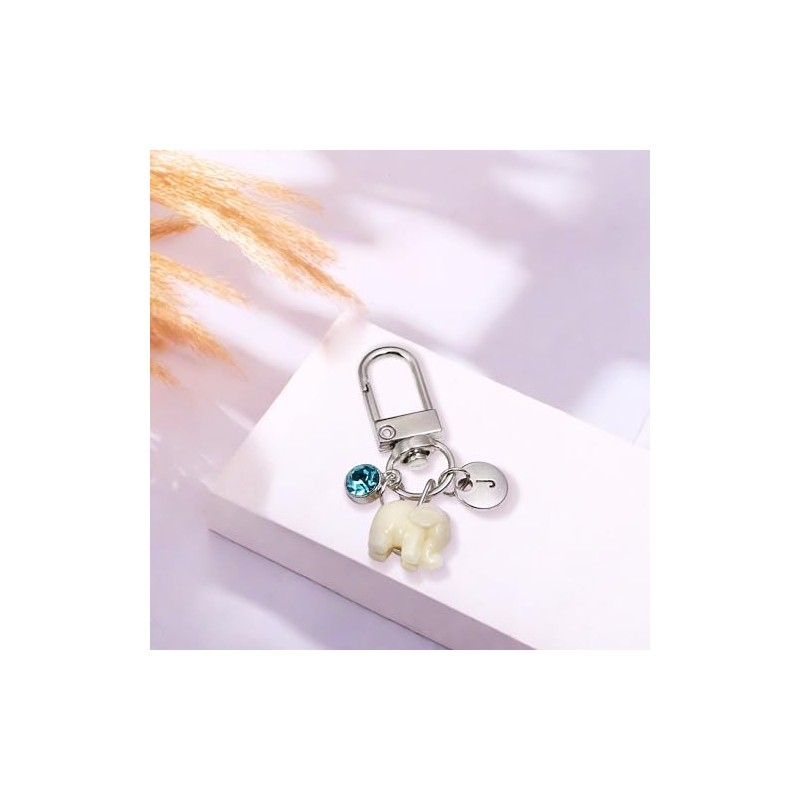 ChungLong0593 Travel Elephant Keychain, Cute Elephant Keyring with Wish Card