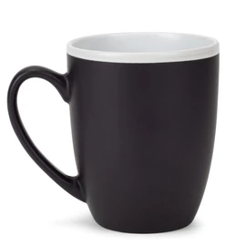 Elanze Designs Solid Color Black White Interior 16 ounce Matte Ceramic Mugs Matching Set of 4