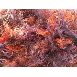 Sunset Long Eyelash Yarn - Dark Horse Yarns Soft #110 Coral, Mauve- 100 Grams