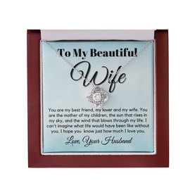 Wife Love Knot Necklace - Wife Birthday Gift Ideas Womens Jewelry Gifts For Wife Romantic To My Beautiful Soulmate Necklace Mothers Day Gifts My Lovely Wife Valentine's Day Gifts, Mother's Day LVB5 MahoganyStyle Luxury Box (w/LED)