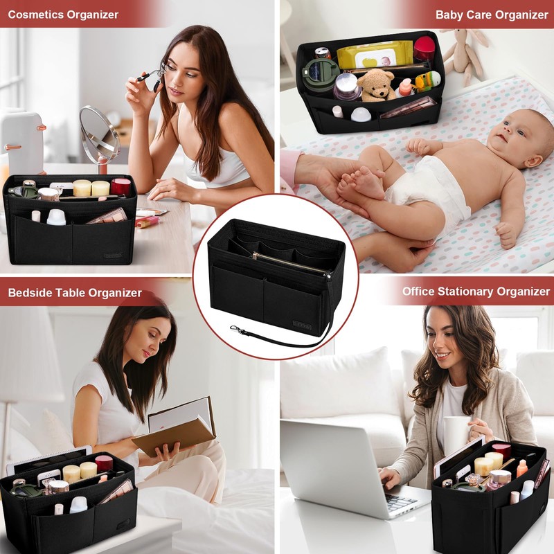 Ropch Handbag Organiser Insert, Tote Bag Organiser Insert Felt Bag