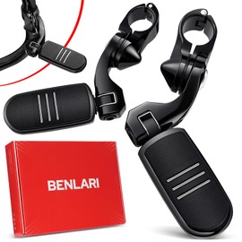 Benlari Highway Pegs, 304 Stainless Steel 1.25" Highway Footpegs Short Angled Fit for Harley Davidson Touring Street Glide Road King Softail Dyna Sportster fits 1-1/4"(32mm) Engine Guard(Black)