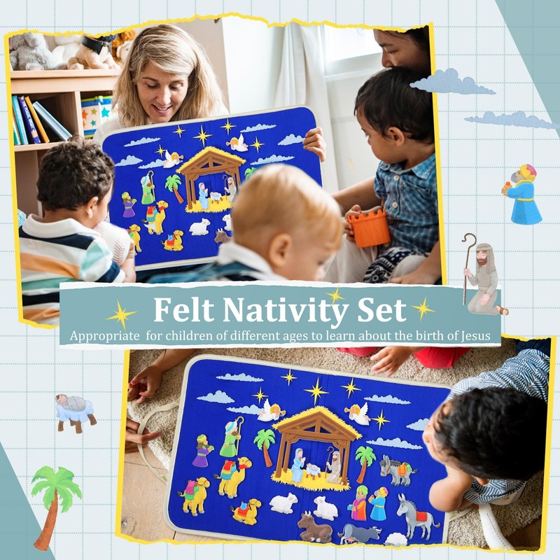 Yilloog Nativity Bible Felt Board Jesus Birth Felt Story Board
