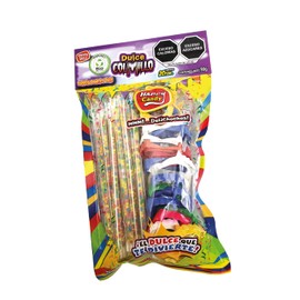 Dulce Colmillo 20 piezas, juguetes en forma de colmillo y popotes con Gragea Acidulada En Popote, Las Delicias.