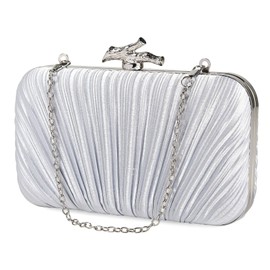 Fioeyr Women Clutch Bag Pleated Evening Bag Handbag Lady Party Wedding Clutch Purse Chain Shoulder bag Cross Body Bag