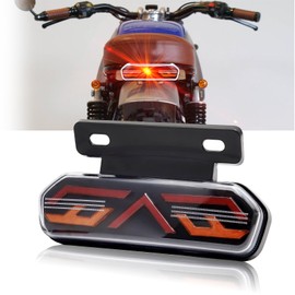 Biqing Motorcycle Tail Lights,12V Motorcycle Brake Light Integrated Driving Light Turn Signal Light Motorbike Rear Stop Light with License Plate Bracket