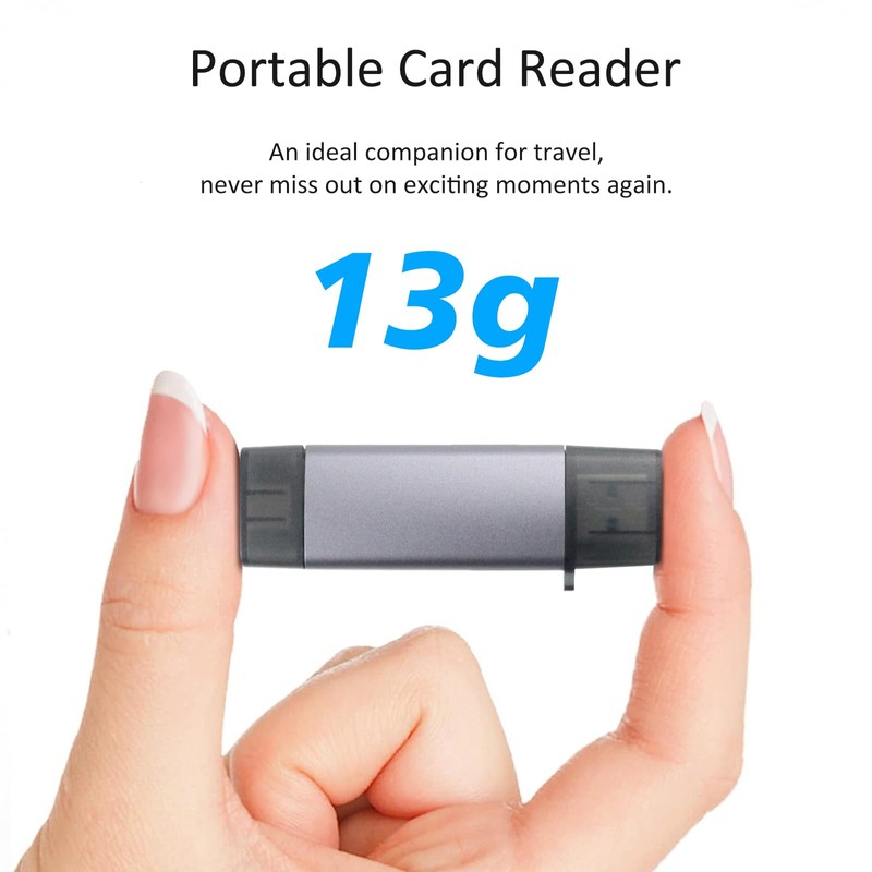 USB3.0 USB-C SD Card Reader, 2-in-1 Wansurs Aluminum Alloy Memory