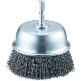 TRUSCO TB-6642-60 Cup Brush with Shaft Diameter 2.9 x 0.25 inches (75 x 6.35 mm), Steel Wire, Wire Diameter 0.01 inches (0.3 mm)
