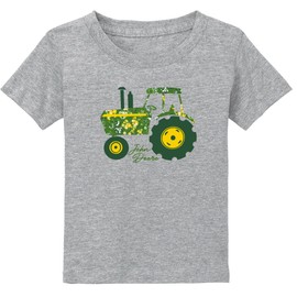 John Deere Toddler Girls Floral Tractor Short Sleeve Tshirt in Oxford Gray (US, Age, 2 Years, Oxford Gray)