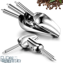 5 Pack 3/6/9/12/16 Ounce Stainless Steel Ice Scoop Mini Ice Scoop Small Metal Candy Scoop Little Sugar Scoop Cream Scoop for Home Kitchen Food Jars Coffee Beans Bar Buffet
