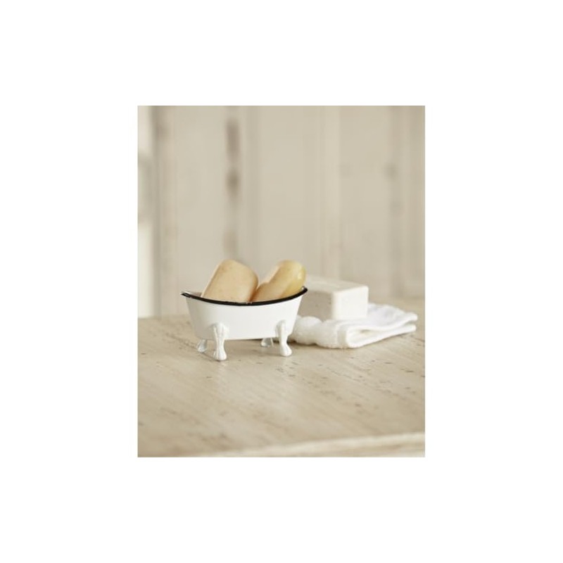 Black and White Bathtub Metal 5.5 x 2.75 Decorative Counterop
