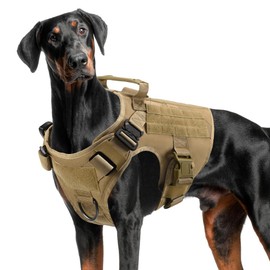 FEimaX Tactical Dog Harness for Military Patrol Working Dog No Pull Molle Vest Large Dogs Service Harness with Handle and Front Clip for Hunting Training Hiking (Brown, S)