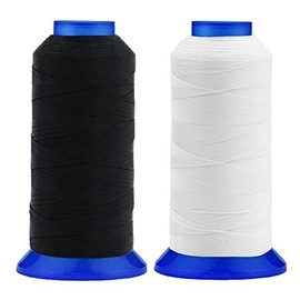 Selric [1460Yards/Black+White] Pack of 2 Tex 135 Polyester Thread for sewing 730Yards #138 T135 420D UV Resistant High Strength Upholstery thread for Leather, Outdoor Market, Drapery,etc