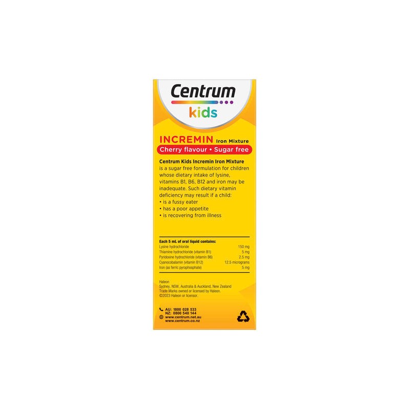 Centrum Kids Incremin Iron Mixture Oral Liquid Cherry 200mL