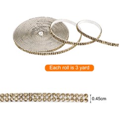 MECCANIXITY Rhinestone Strips,3 Yard 0.2 Inch Adhesive Rhinestone Ribbon Bling Rhinestone Tape for for DIY Crafts, Party Car Phone Decorations,Gold