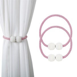 Magnetic Curtain Tie Backs, 2PCS Magnetic Clips Rope Holders for Home Office Hotel Window Decoration (Pink(2pcs))