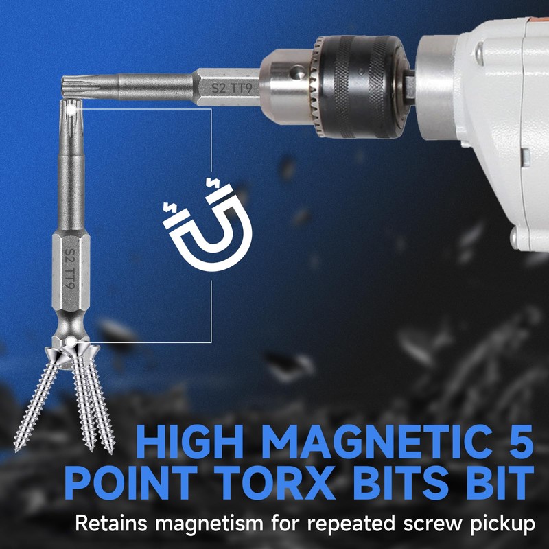 LMXMGRG 5 Point Security Torx Bit Set 10pcs Star Bits