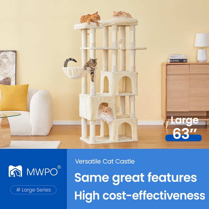 MWPO Large Cat Tree for Indoor Cats, 63-inch Cat Tower