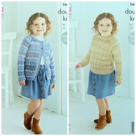 Girls Knitting Pattern Lacy Jumper and Cardigan in Island Beaches DK 5606 King Cole
