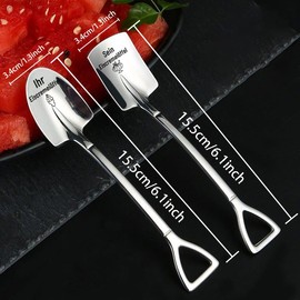 DIKARIYA Gifts for Couples for Christmas, Set of 2 Ice Cream Spoons with Engraving and Your Ice Cream Spoon, Coffee Spoon, Best Friend Gifts, Silver Wedding for Women, Men, Girlfriends, Couple Gifts