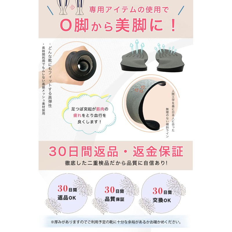 Helcynas Healcynas O-Shaped Leg Insole, 5 Sizes, Gray & Black,