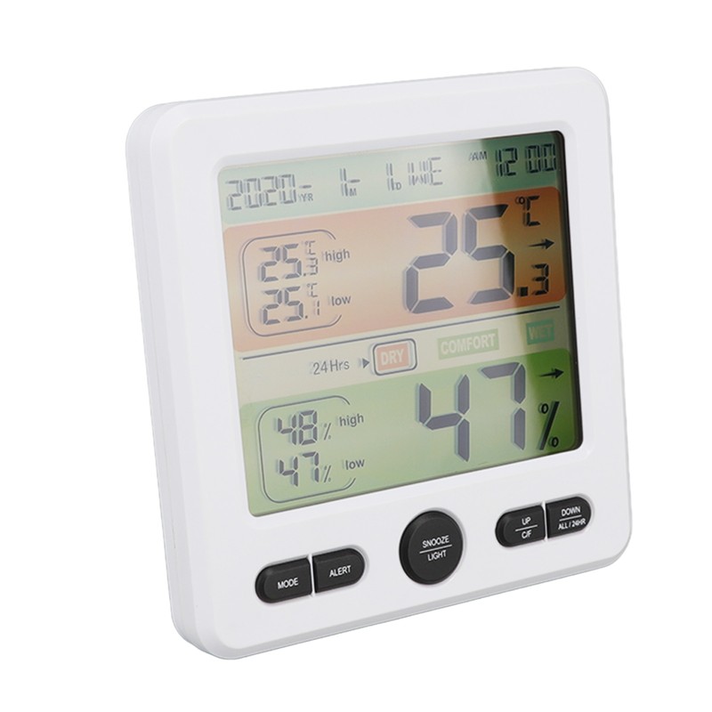 Indoor Thermometer Digital Color Screen Alarm Temperature Humidity Monitor Bedside