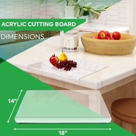 Acrylic Cutting Board with Counter Lip in Small, Large and XL, Clear Cutting Board for Countertop, Acrylic Chopping Board with Counter Lip, Clear Cutting Boards for Kitchen Essential Gadgets