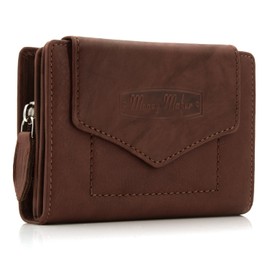 ekavale Women's Wallet with Push Button Flap RFID Soft Leather, brown, Wallet