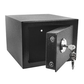 Luwint Small Steel Safe Box with Key Lock, 0.3 Cu Ft Home Security Safe for Wall Mount, Heavy Duty Metal Lock Box for Cash Jewelry Passport