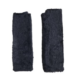 Dressica Women Arm Warmers Knit Mitten Mink-Like Furry Fingerless Gloves with Thumb Hole Soft Y2K Wrist Warmers Sleeve (Black)